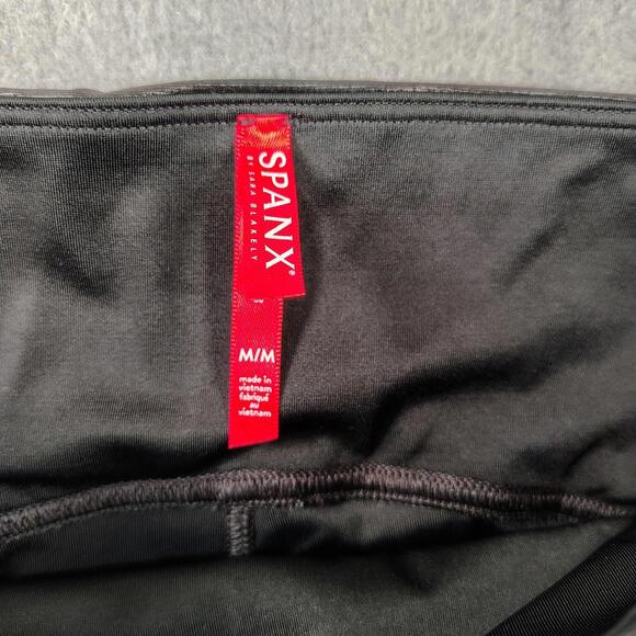 Spanx Womens Medium Black Faux Leather High Rise Leggings Stretch EUC - Picture 3 of 6